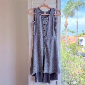 Splendid Chambray Stripe High-Low Mini Dress in Blue & White size 14 juniors
